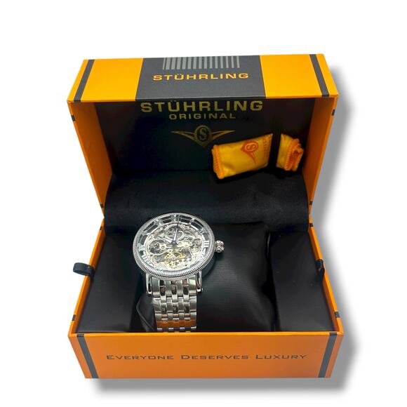 Stuhrling 3922 1 Special Reserve Automatic Dual Time Stainless Steel Men's Watch - Picture 1 of 10